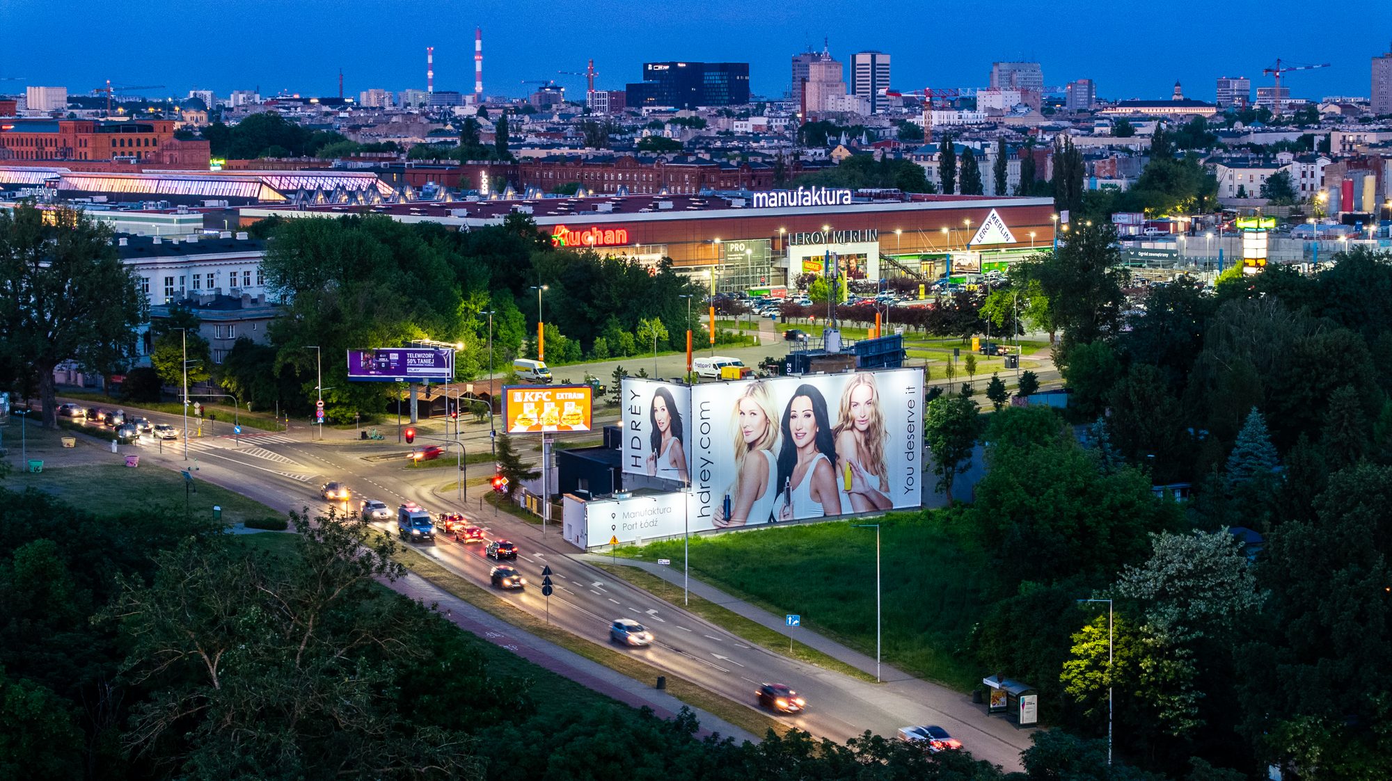 Billboard przy trasie - HDREY, Drewnowska 102 Lodz